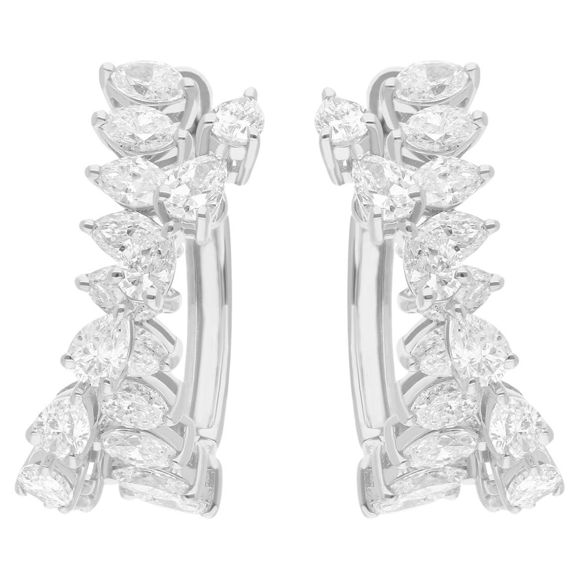 Nature 2.1 Carat Pear
Round Diamond Hoop Earrings 18 Karat White Gold Jewelry