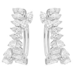 Nature 2.1 Carat Pear
Round Diamond Hoop Earrings 18 Karat White Gold Jewelry