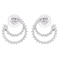 Pendientes de diamantes redondos de 1,06 quilates de oro blanco de 14 quilates con claridad SI y color HI