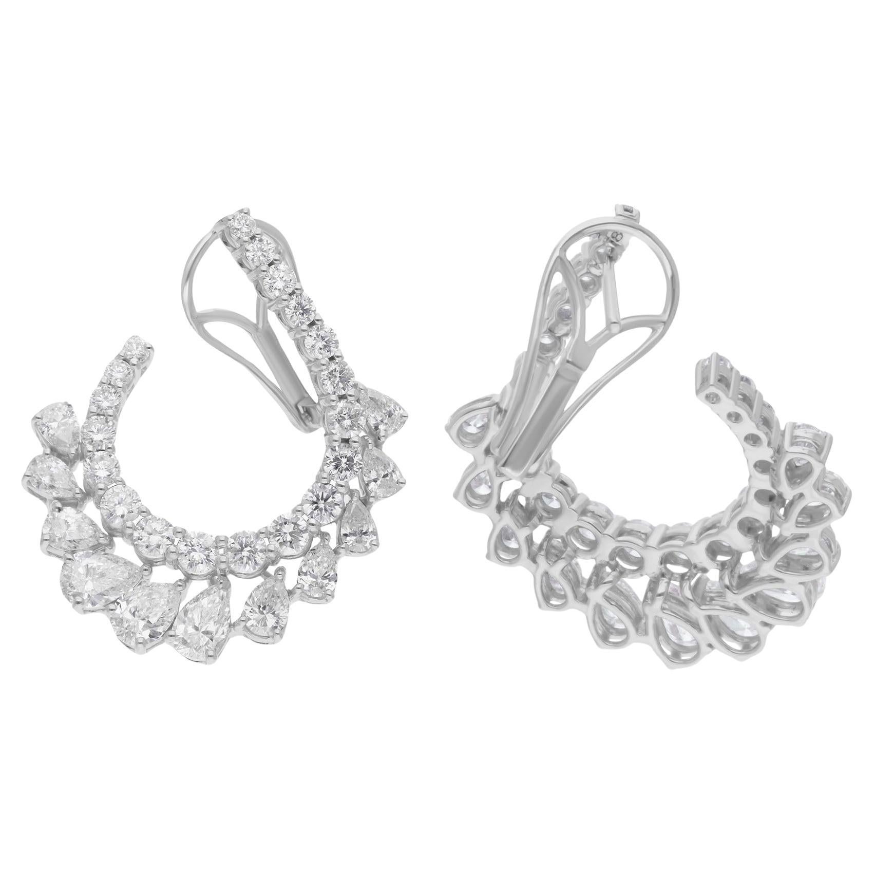 Real 5.02 Ct. Orecchini a pera e diamante rotondo in oro bianco 18 carati Gioielli fatti a mano