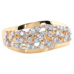 Nature 0,43 Carat Round Diamond Dome RIng 18 Karat Yellow Gold Gioielli fatti a mano