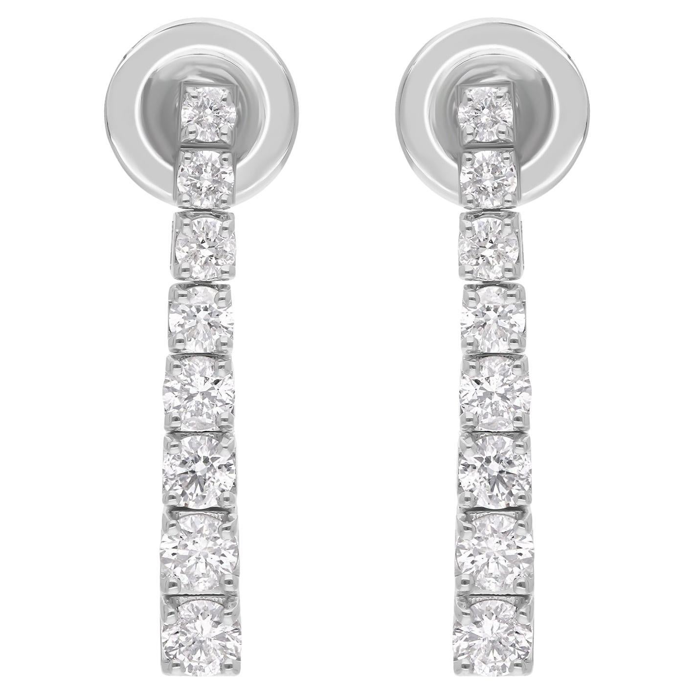 Orecchini da tennis con diamanti naturali graduati in oro bianco 18 carati Gioielli fatti a mano