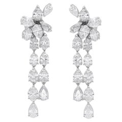 5.60 Carat Oval 
Pear Diamond Dangle Ears 14 Karat White Gold Fine Jewelry (Boucles d
oreilles pendantes avec diamants ovales et poires)