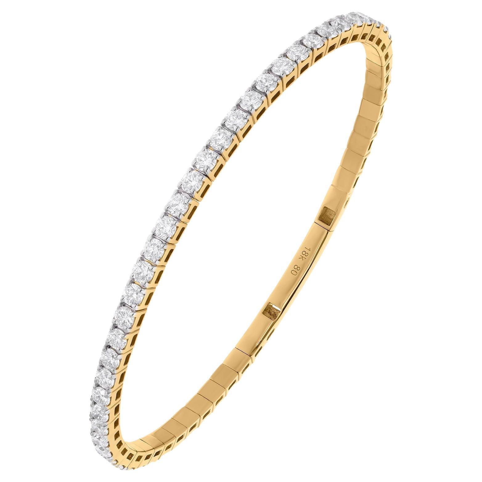 Bracelet demi-éternité en or jaune 18 carats avec diamants de pureté SI de couleur hi-colore