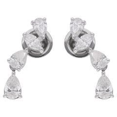Boucles d
oreilles en or blanc 18 carats avec diamants taille marquise et poire de 1,86 carat