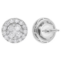 Orecchini con diamanti rotondi da 1,97 carati SI Clarity HI Color Oro bianco 18 carati