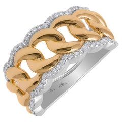 Anello a catena Cuban Link con diamante da 1/2 carato Gioielli in oro giallo e bianco 14 carati
