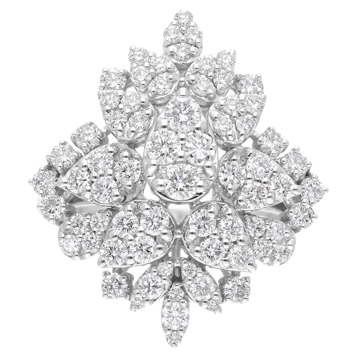 SI Reinheit HI Farbe Diamant-Cluster-Ring 14 Karat Weißgold Schmuck 1,45 Karat.
