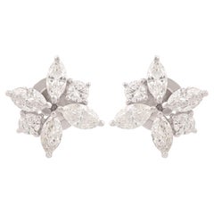 Purezza SI Colore HI Orecchini a grappolo di diamanti marquise in oro bianco 14k 1,57 ct.