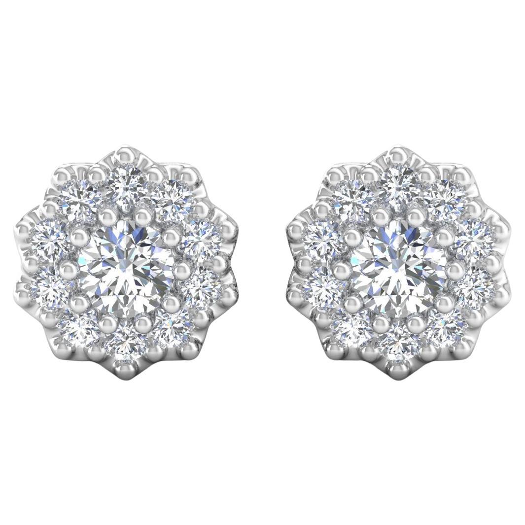 Nature 0.19 Carat Round Brilliante Cut Diamond Stud Ears 14 Karat White Gold