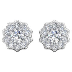 Orecchini con diamanti tondi taglio Brilliante Nature da 0,19 carati in oro bianco 14 carati