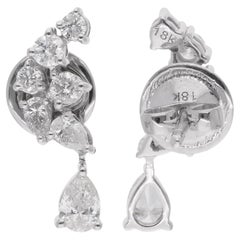Orecchini di diamanti a pera da 1,03 carati SI Clarity HI Color Gioielli in oro bianco 14 carati
