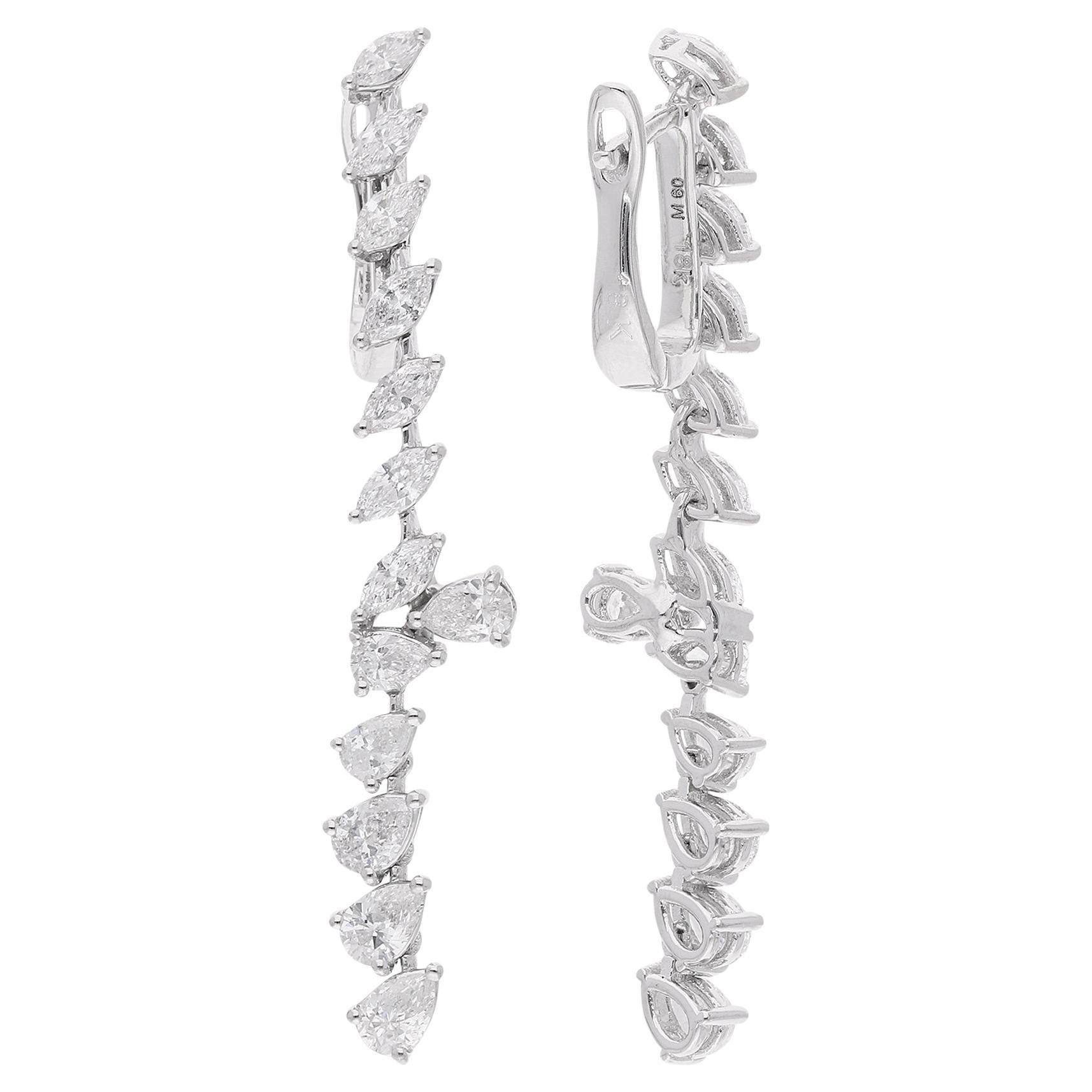 Orecchini di diamanti marquise da 2,62 carati SI Clarity HI Color Oro bianco 14 carati