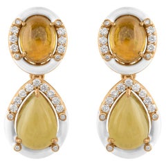 Orecchini pendenti con gemma multi-tormalina Diamante Gioielli in oro giallo 18 carati