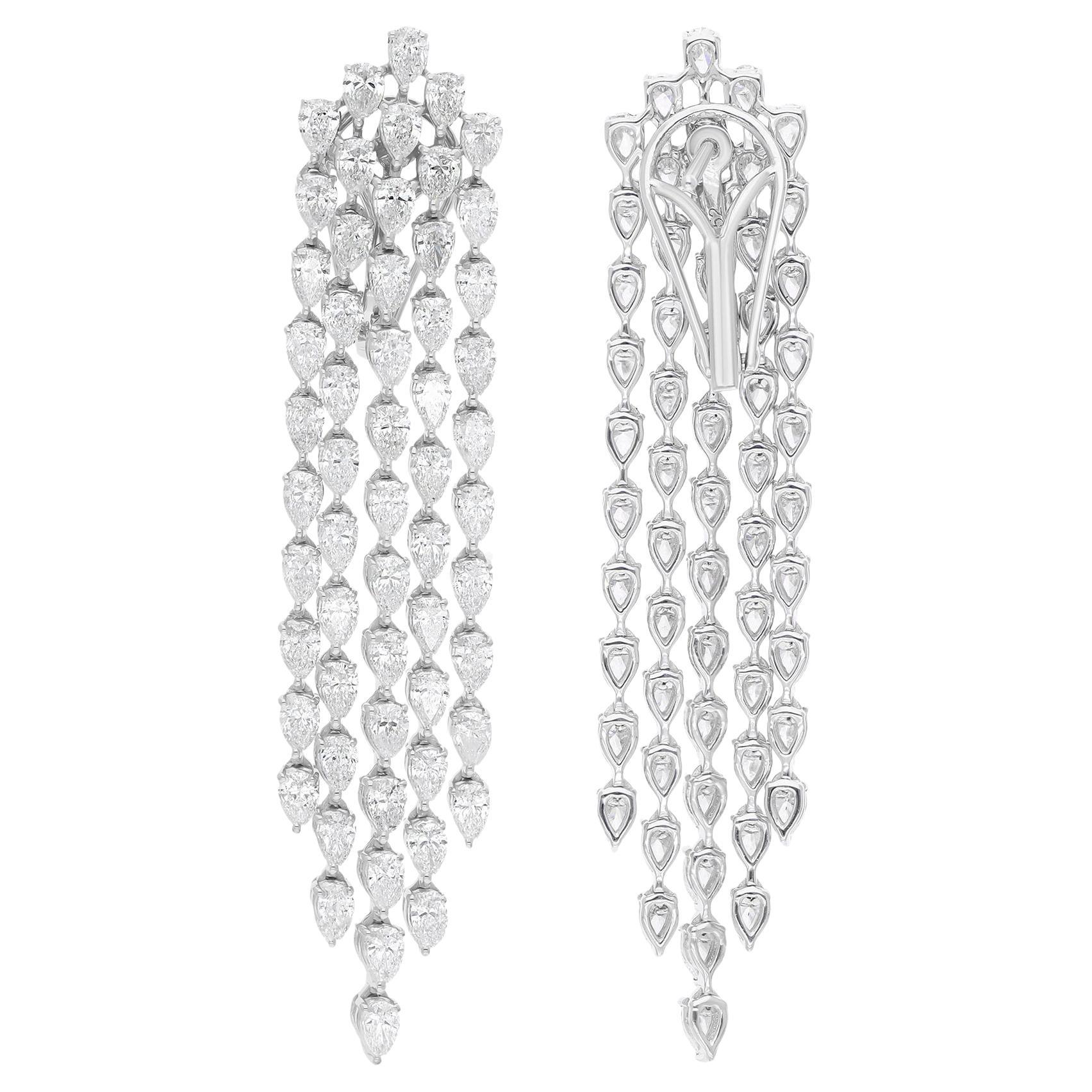 7,91 Karat SI/HI Birnen-Diamant-Kronleuchter-Ohrringe aus 18 Karat Weißgold Schmuck