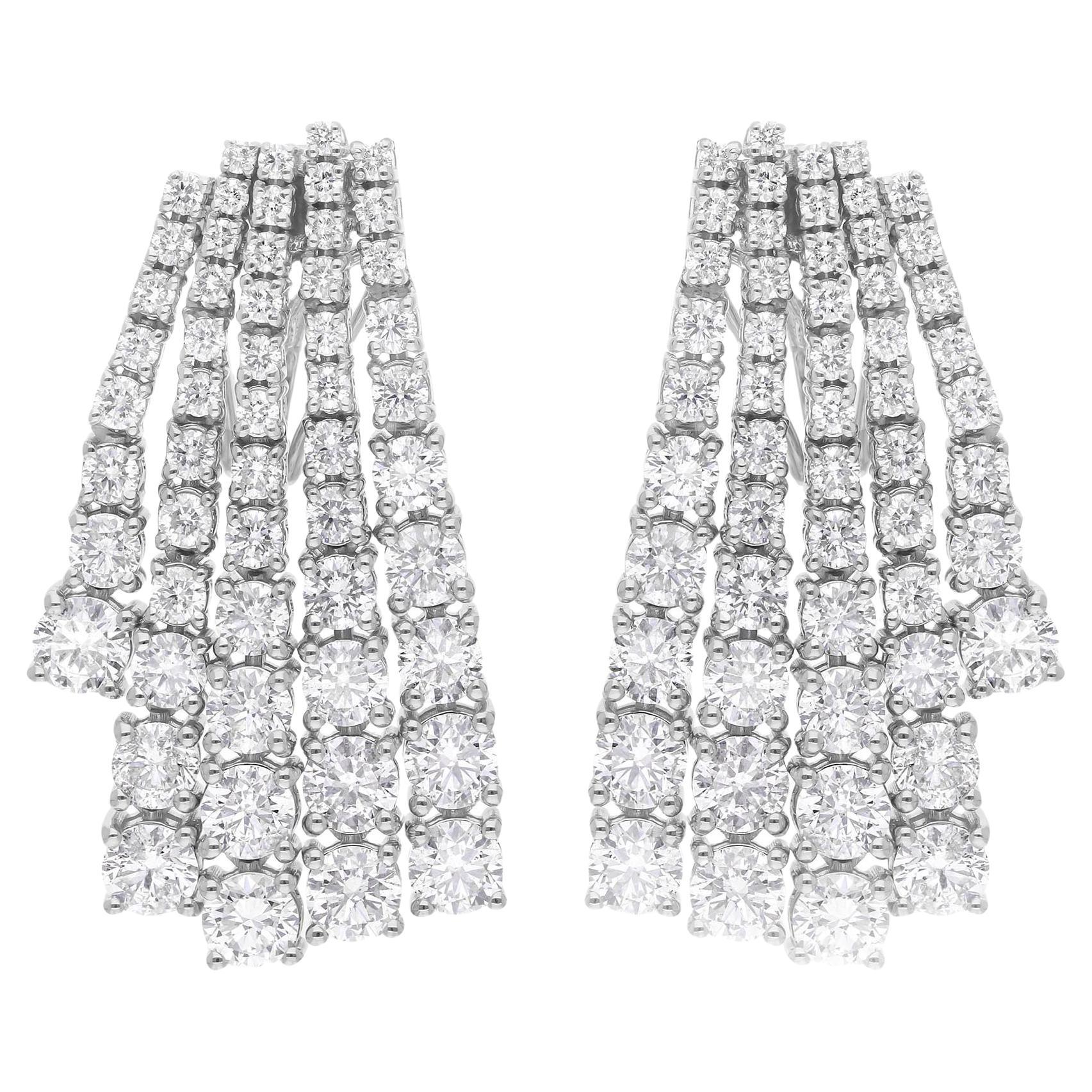 Real 8.8 Karat Multi Layer Diamant-Ohrringe 14 Karat Weißgold Handgefertigter Schmuck