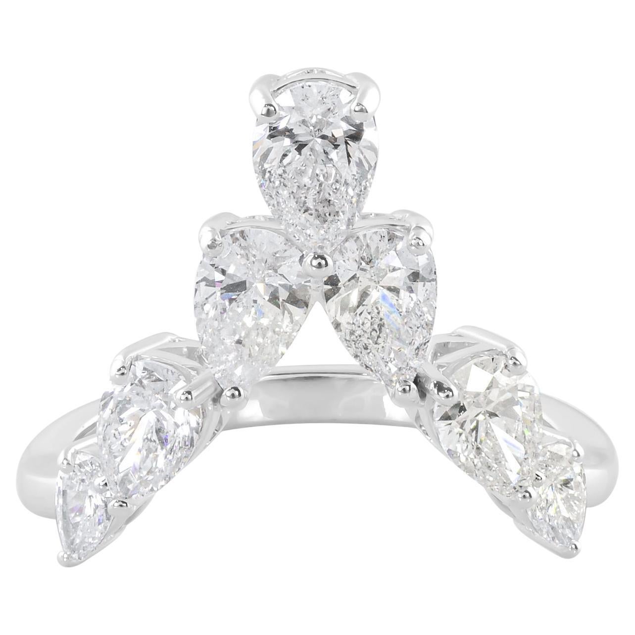 1.79 Karat SI Reinheit HI Farbe Diamant Chevron Ring 18 Karat Weißgold Schmuckschmuck