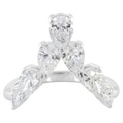 Bague à chevrons en or blanc 18 carats, pureté SI et diamants de couleur hi-colore de 1,79 carat