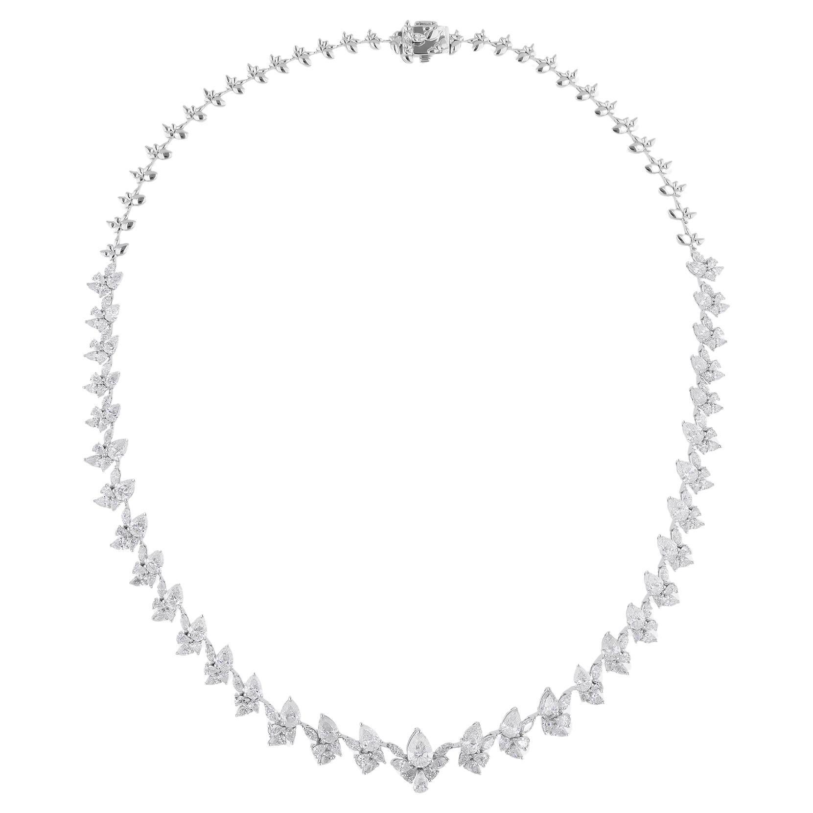 15,39 Ct SI Clarity HI Color Pear Diamond Necklace Gioielli in oro bianco 14 carati