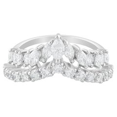 Anillo Chevron de Diamantes Naturales 1,30 Quilates Oro Blanco 18 Kilates Joyería Artesanal