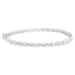 Natürliches 5,30 Karat birnenförmiges Diamantarmband aus 14 Karat Weißgold feiner Schmuck