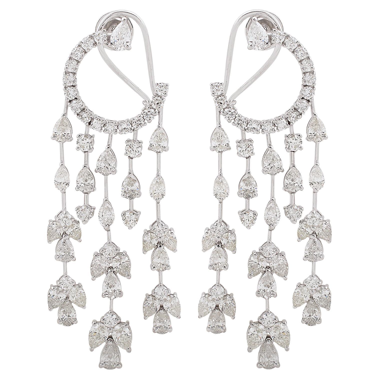12 Ct. SI/HI Pendientes Luna Creciente Diamante Pera Oro Blanco 18 Kilates en venta