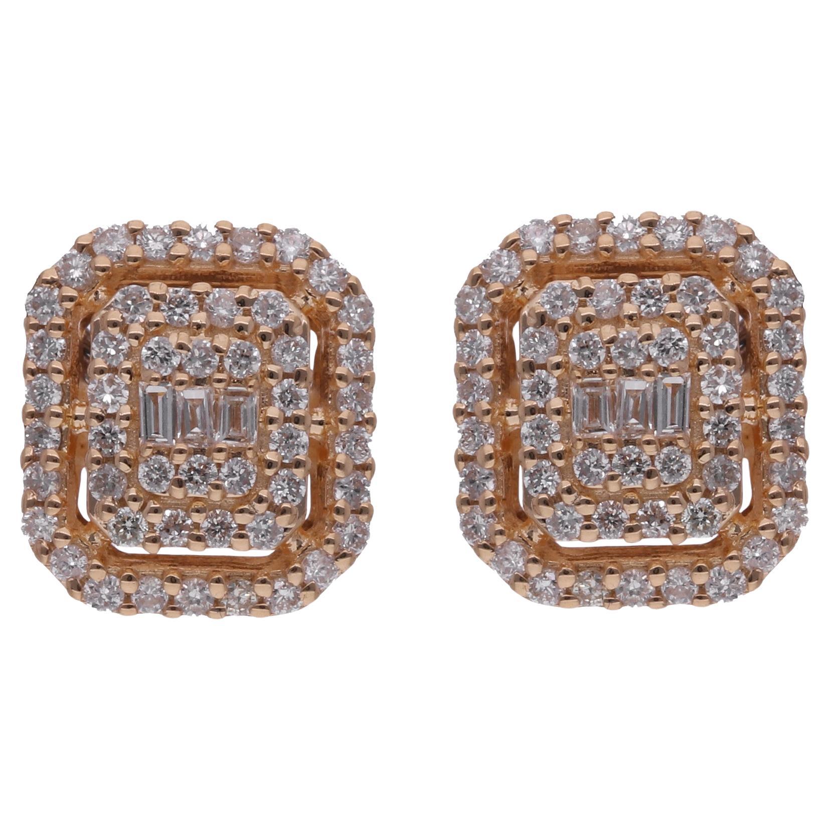 Oro giallo 10 carati Nature 0,36 Ct. Orecchini di diamanti fatti a mano in vendita