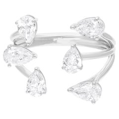 Natürlicher 1,62 Karat birnenförmiger Diamant-Manschettenring 14 Karat Weißgold Handgefertigter Schmuck