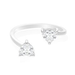 0.98 Carat SI Clarity Heart Brilliant Cut Diamond Wrap Ring 14 Karat White Gold