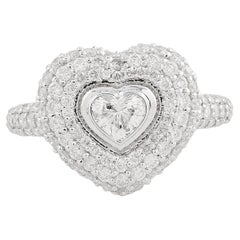 1,69 carati SI Chiarezza HI Colore Anello con diamante a cuore Gioielli in oro bianco 18 carati