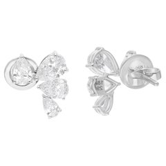 Orecchini con diamante naturale a pera da 2,88 carati Gioielli fatti a mano in oro bianco 18 carati