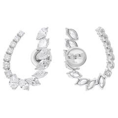 SI Clarity HI Color Pear Marquise Round Diamond Earrings 18 Karat White Gold SI Clarity HI Color Pear Marquise Round Diamond Earrings 18 Karat White Gold