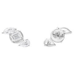 Birne Marquise Smaragdschliff Diamant Ohrstecker 14 Karat Weißgold Feiner Schmuck