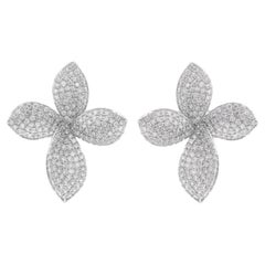 Orecchini a fiore con diamante naturale da 2,55 carati in oro bianco 14 carati Gioielli fatti a mano