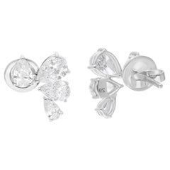 Orecchini di diamanti a pera da 2,88 carati naturali in oro bianco 14 carati Gioielli fatti a mano