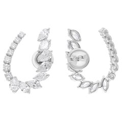 SI Clarity HI Color Pear Marquise Round Diamond Earrings 14 Karat White Gold