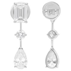 Real 4.46 Carat Multi Shape Diamond Dangle Earrings 10 Karat White Gold Jewelry