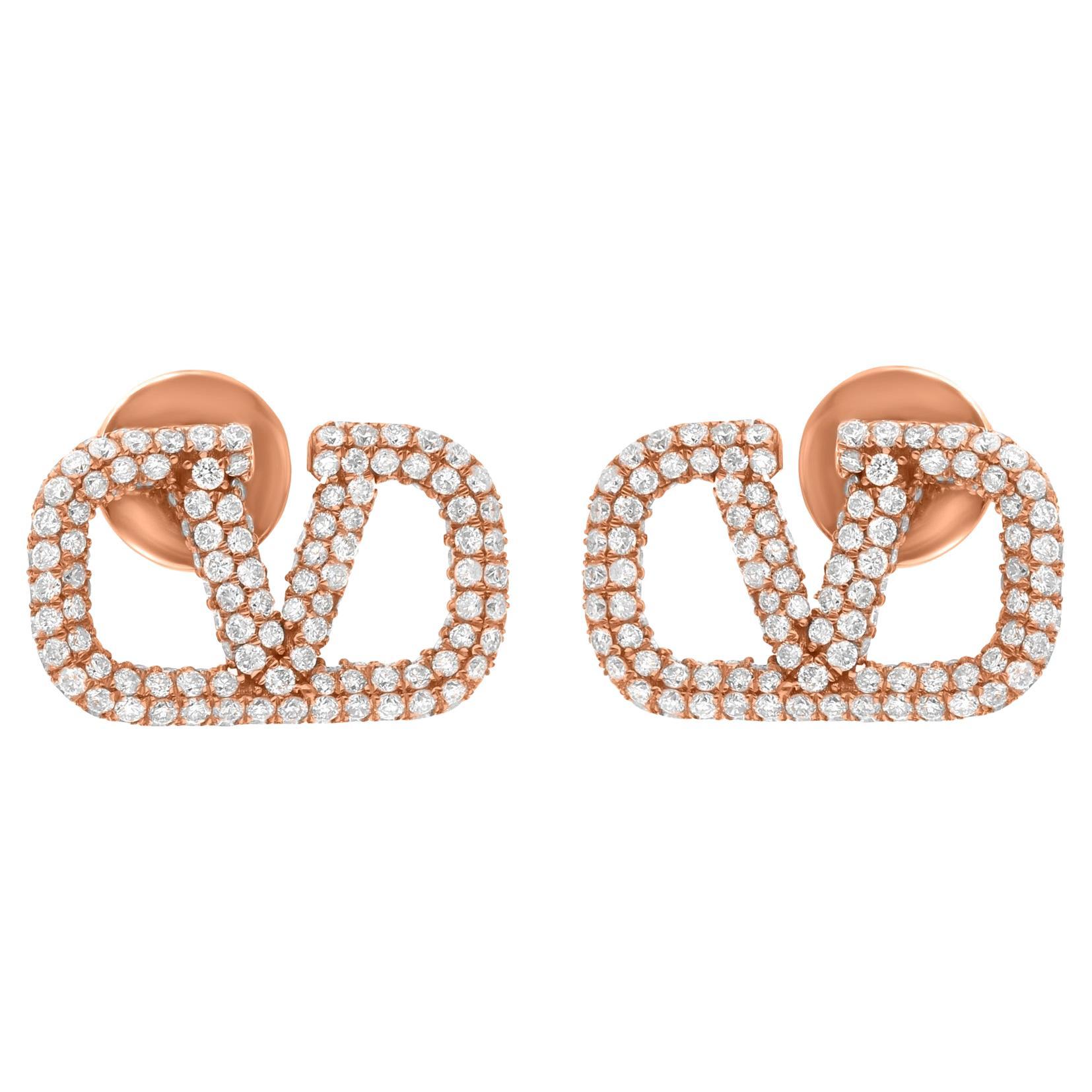 Real 1,58 Karat SI Reinheit HI Farbe Diamant Designer-Ohrringe 14 Karat Roségold