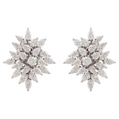 Purezza SI Colore HI Orecchini a grappolo di diamanti in oro bianco 18k Gioielli da 3,90 carati.