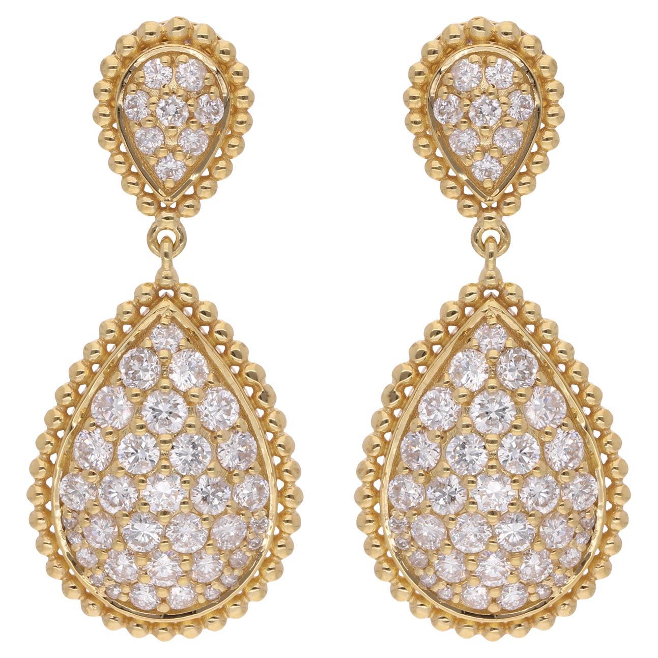 2 Carati SI Chiarezza HI Colore Orecchini con diamante a penzoloni Gioielli in oro giallo 14 carati