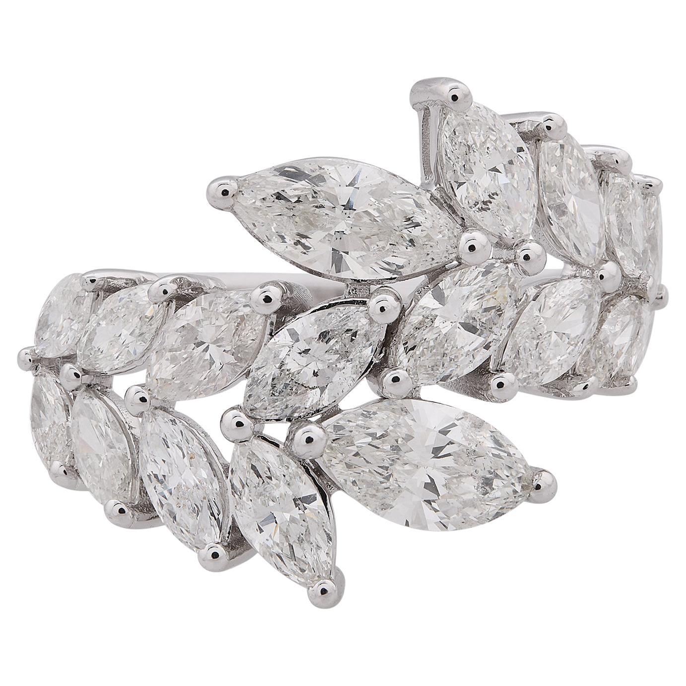 Natural SI/HI Marquise Diamond Wrap Ring 14 Karat White Gold Jewelry 3.25 Ct. For Sale