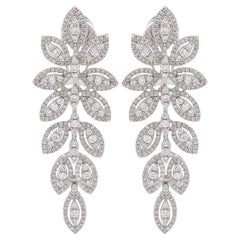 Orecchini pendenti con diamanti naturali da 2,50 carati in oro bianco 14k Gioielli fatti a mano