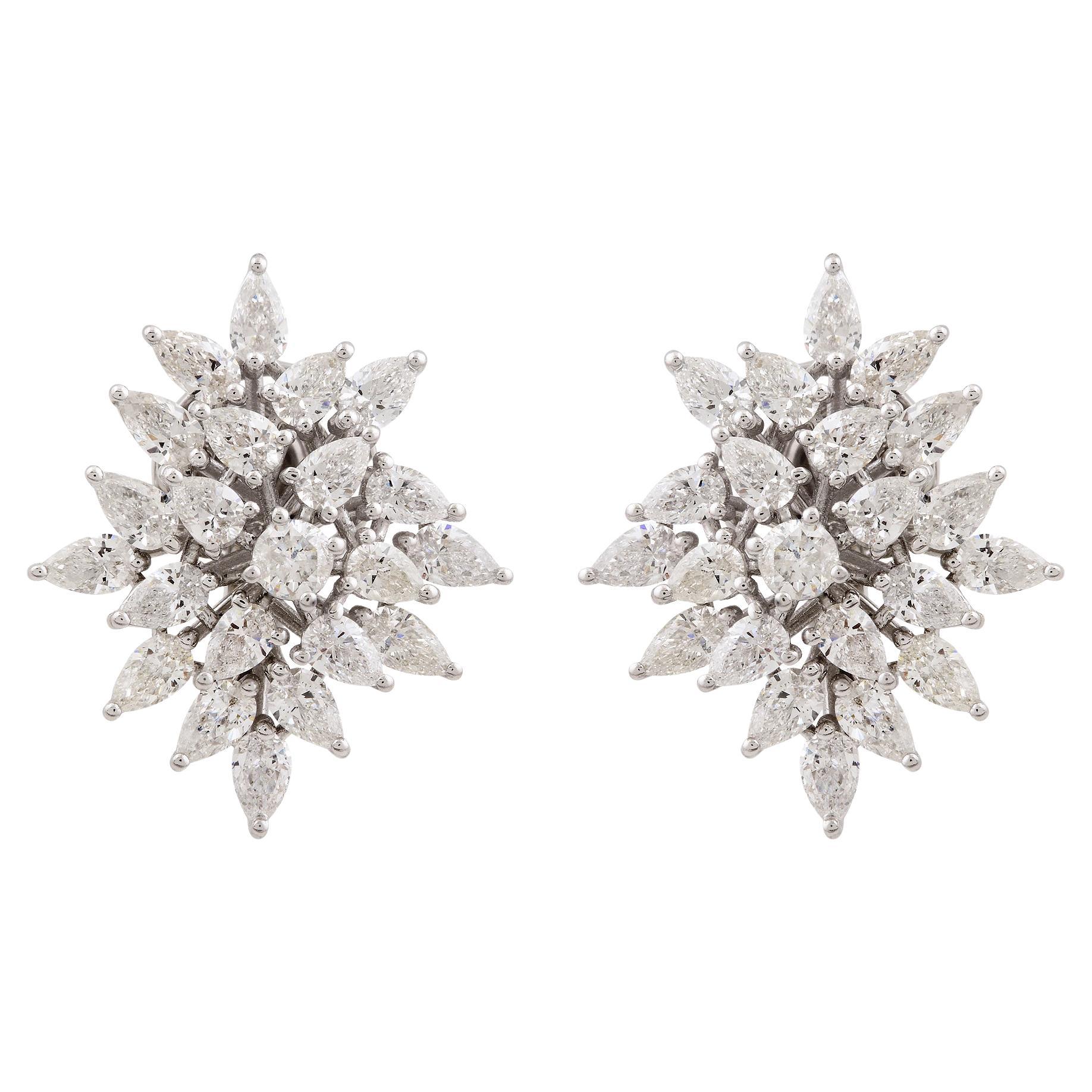 SI Reinheit HI Farbe Diamant-Cluster-Ohrringe 14k Weißgold Schmuck 3,90 Karat.