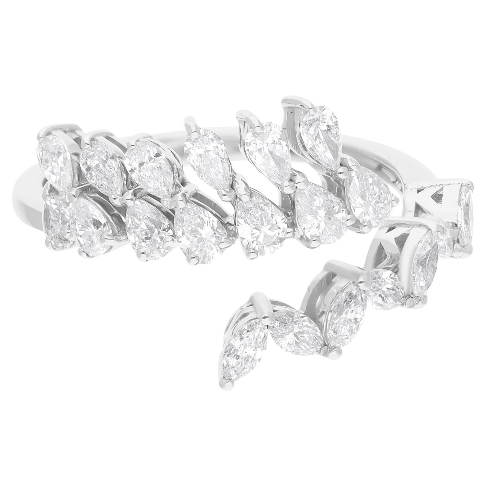 Anello di diamanti da 1,05 carati SI Clarity HI Color Gioielli fatti a mano in oro bianco 14 carati