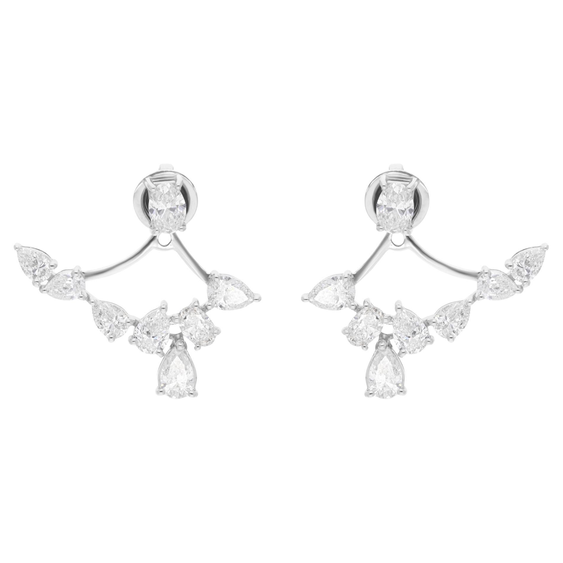 Natural Oval 
Pear Diamond Jacket Earrings 18 Karat White Gold Fine Jewelry