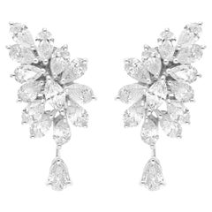 Echte 3,35 Karat SI-Reinheit HI-Farbe Diamant-Baumel-Ohrringe 14 Karat Weißgold