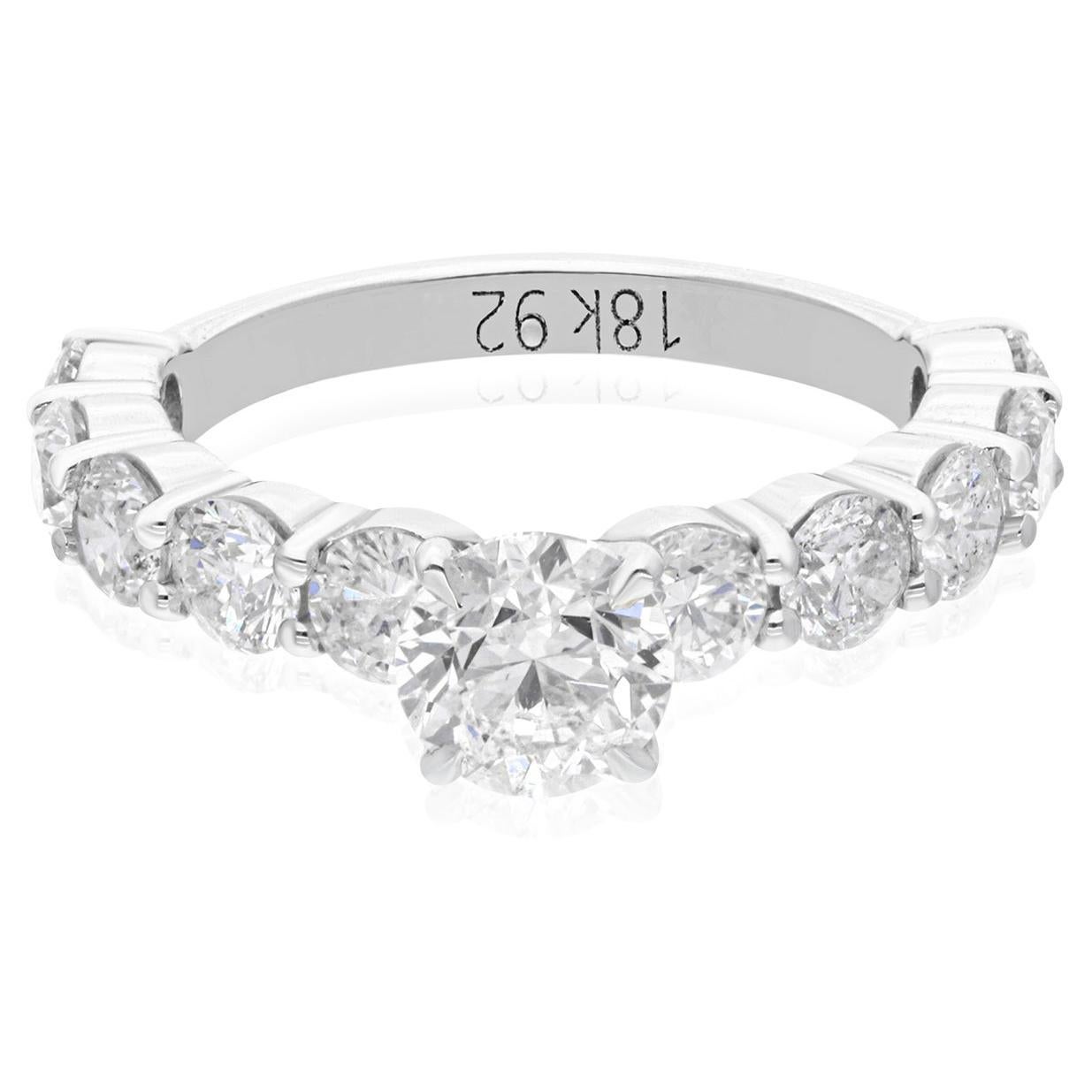 Natürlicher natürlicher 2,98 Karat SI Reinheit HI Farbe Diamantring 14 Karat Weißgold Schmuck