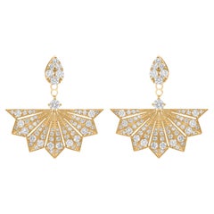 1.45 Carat SI Clarity HI Color Diamond Yellow Gold Jacket Spider Web Earrings