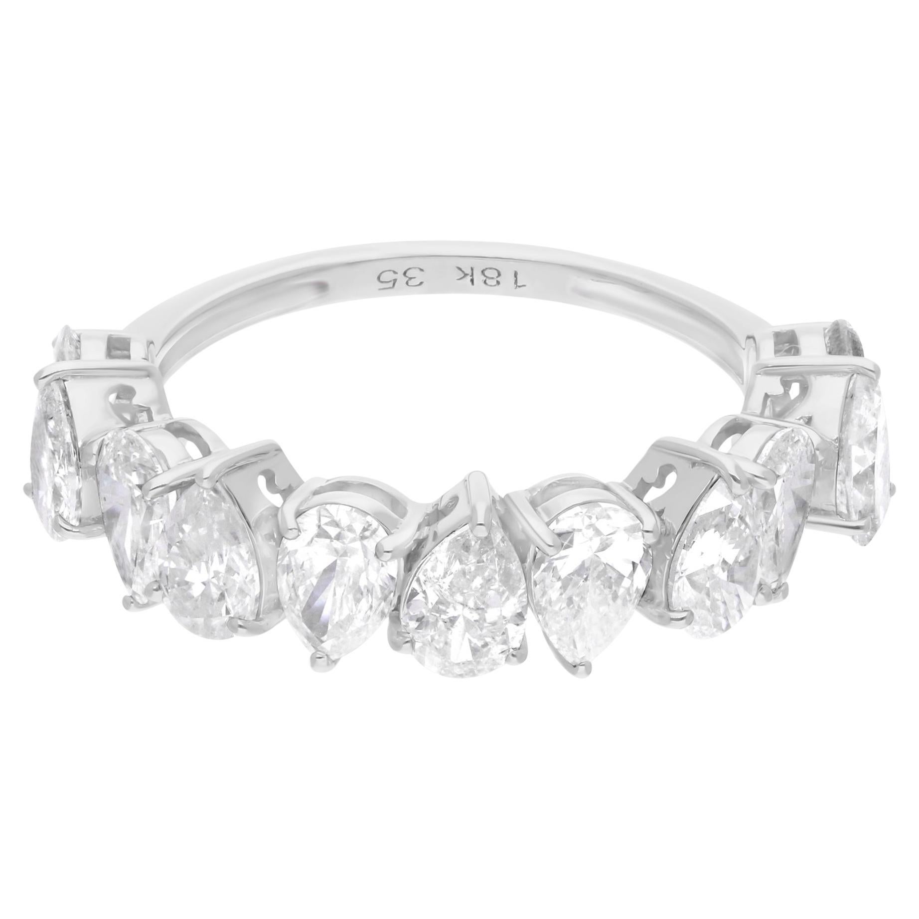 Natürlicher 2,51 Karat SI Reinheit HI Farbe Birnen-Diamantring 18 Karat Weißgold