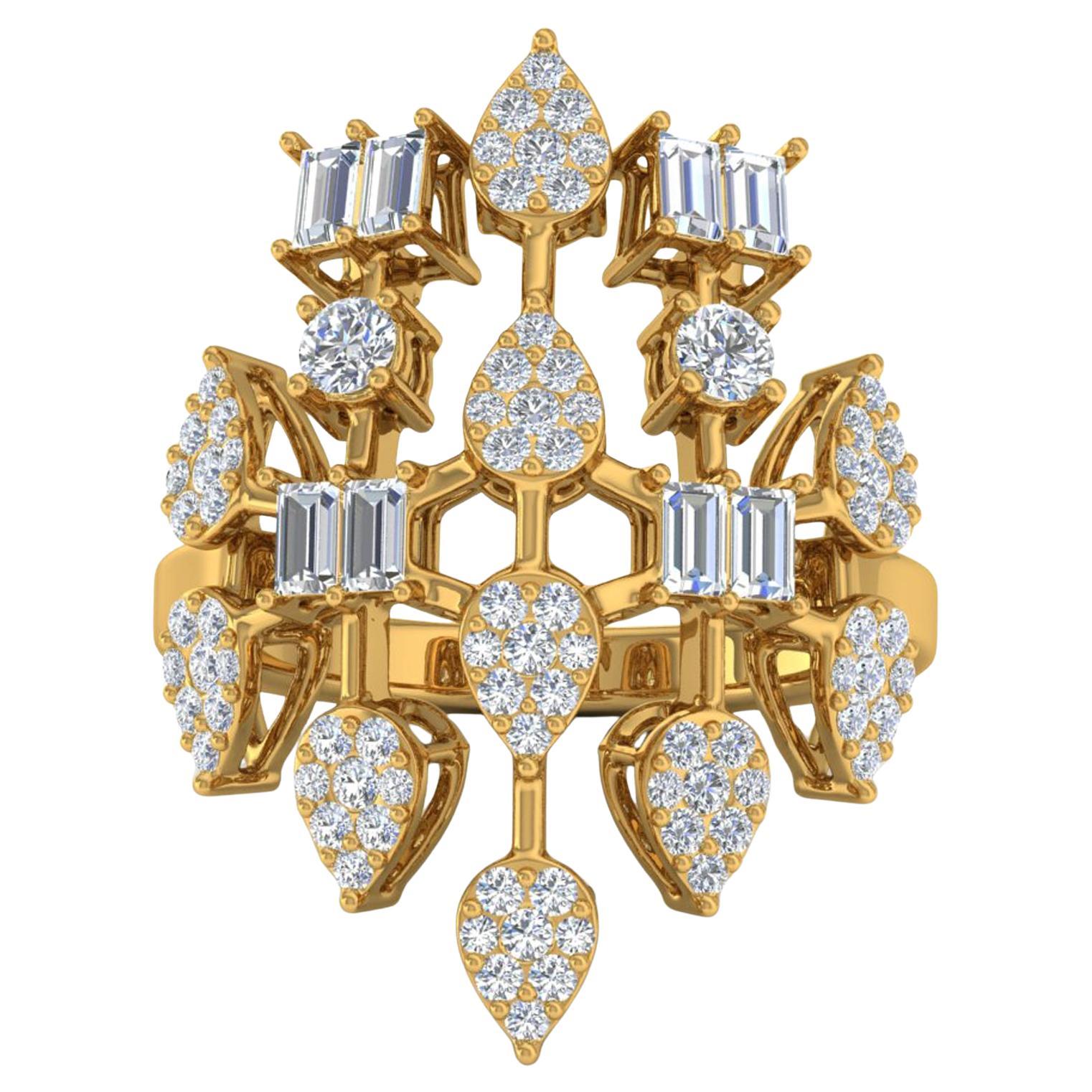 Bague en or jaune 18 carats avec diamant naturel de 1,60 carat de pureté SI de couleur hi-colore